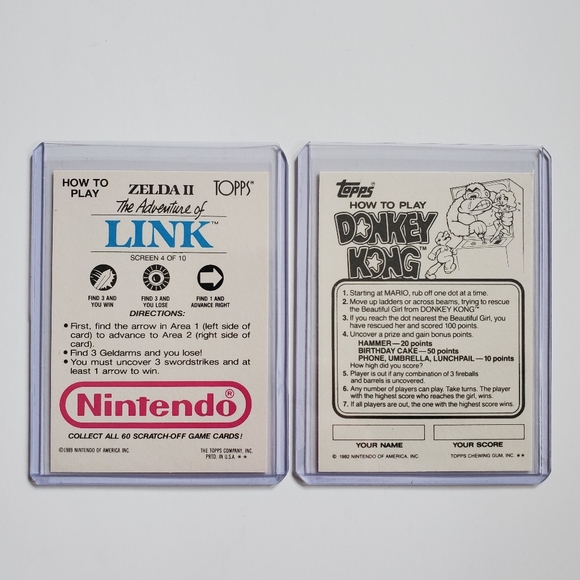Topps Nintendo Scratch-Off Game Cards Zelda Screen 4/10 Donkey Kong 1989 Vintage - Picture 2 of 12